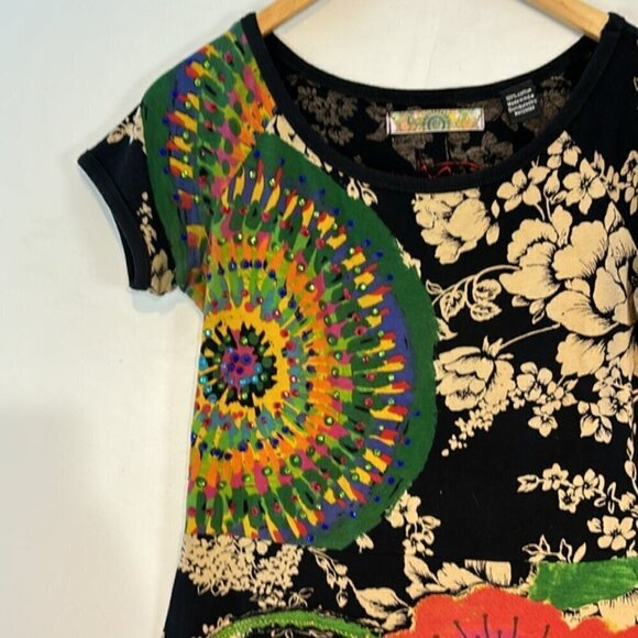 Desigual Cotton Dress Beautiful Wearable Art Size small - Picture 3 of 10